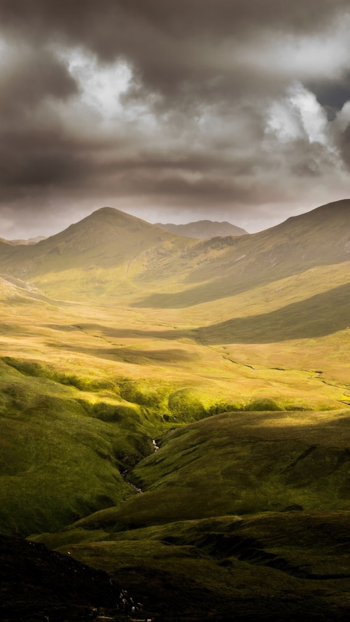 Dramatic landscape of a national park with mountains and clouds