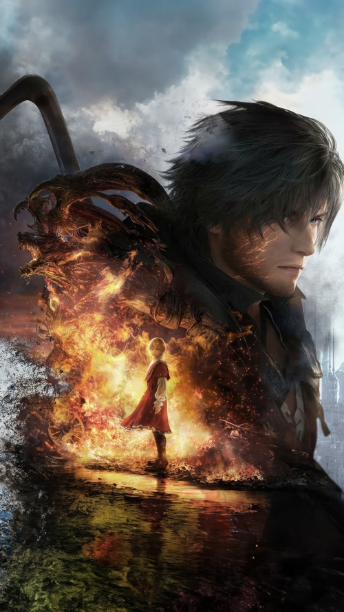 Final Fantasy XVI: A young boy and a fiery dragon