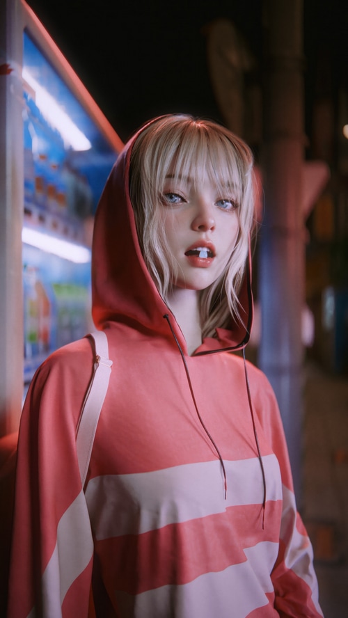 CGI artwork of a young woman with blonde hair