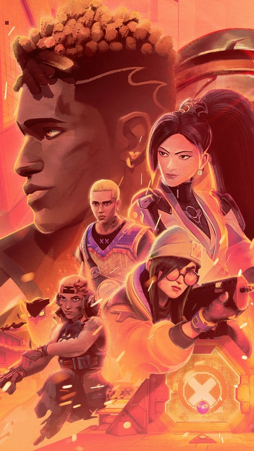 Valorant characters in a fiery scene