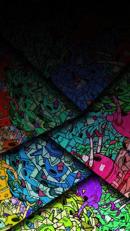 Graffiti-style robots in abstract digital art