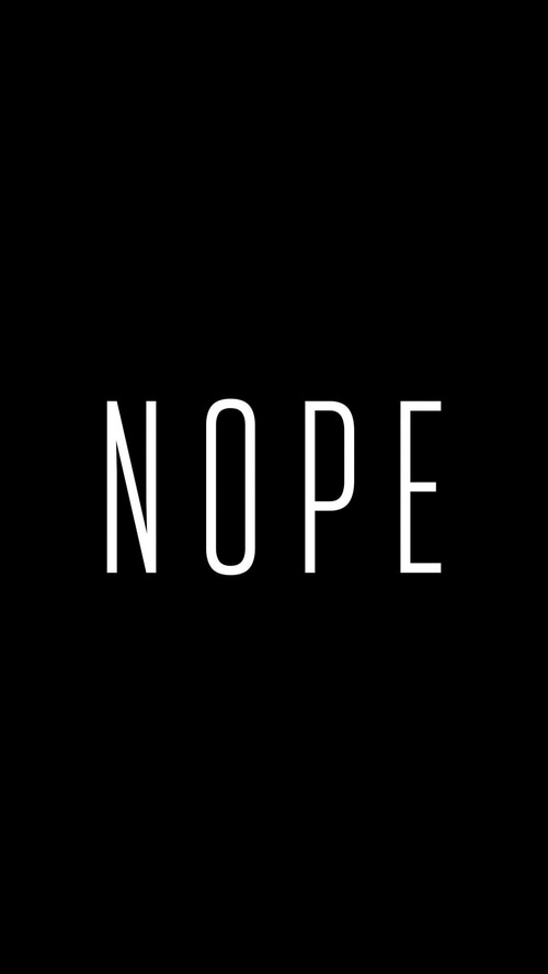 The word NOPE in white typography on a black background