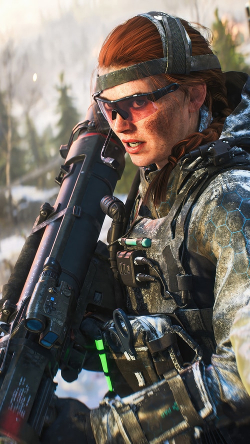 Battlefield 2042 female soldier with rocket launcher