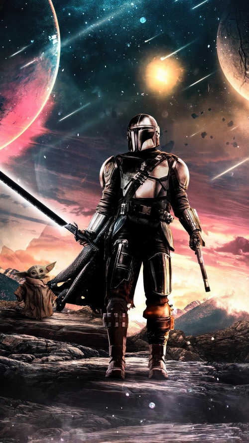 The Mandalorian and Grogu in Space