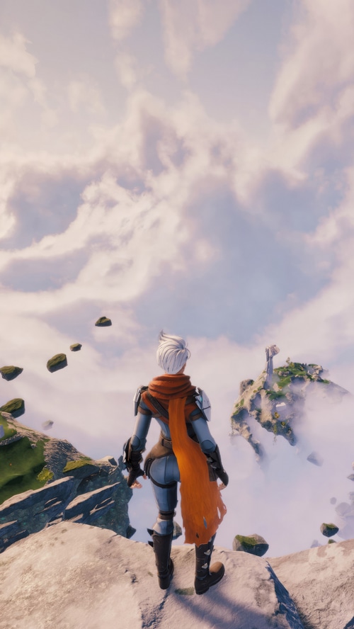 Lost Skies character overlooking floating islands