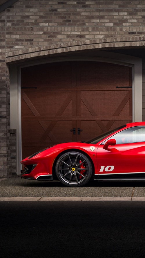 Red Ferrari 488 with number 10