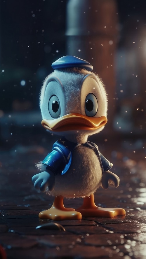 Donald Duck in the rain
