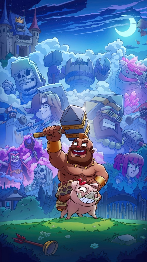 Clash Royale characters with Hog Rider and his boar