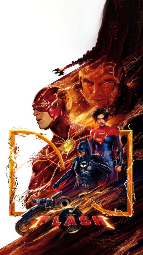 The Flash Movie Poster with Batman and Supergirl