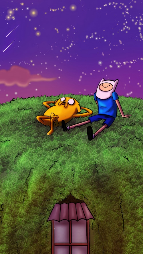 Adventure Time Finn and Jake stargazing