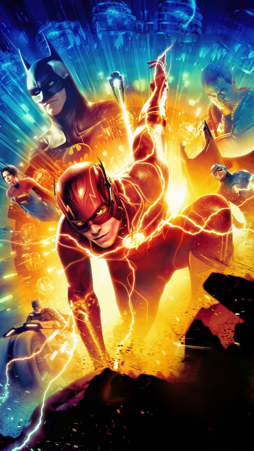 The Flash Movie Poster with Batman and Supergirl