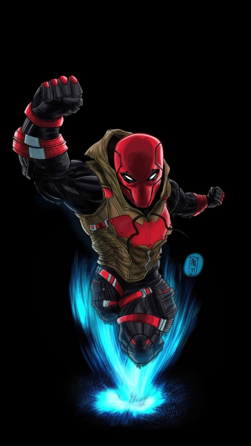 Red Hood artwork with blue energy