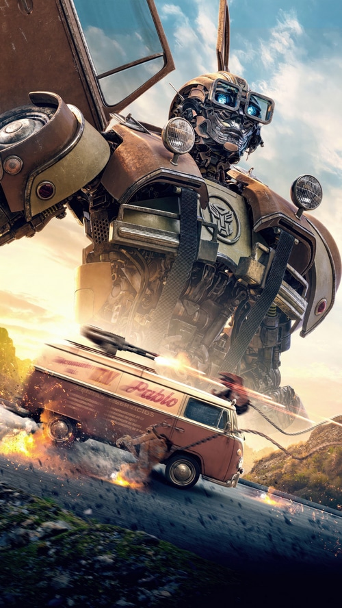 Bumblebee and Pablo van in Transformers: Rise of the Beasts