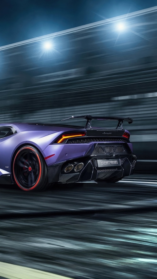 Purple Lamborghini Huracan on a Racetrack