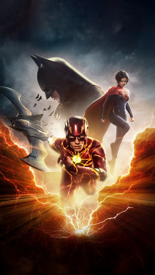 The Flash Movie Poster with Batman and Supergirl