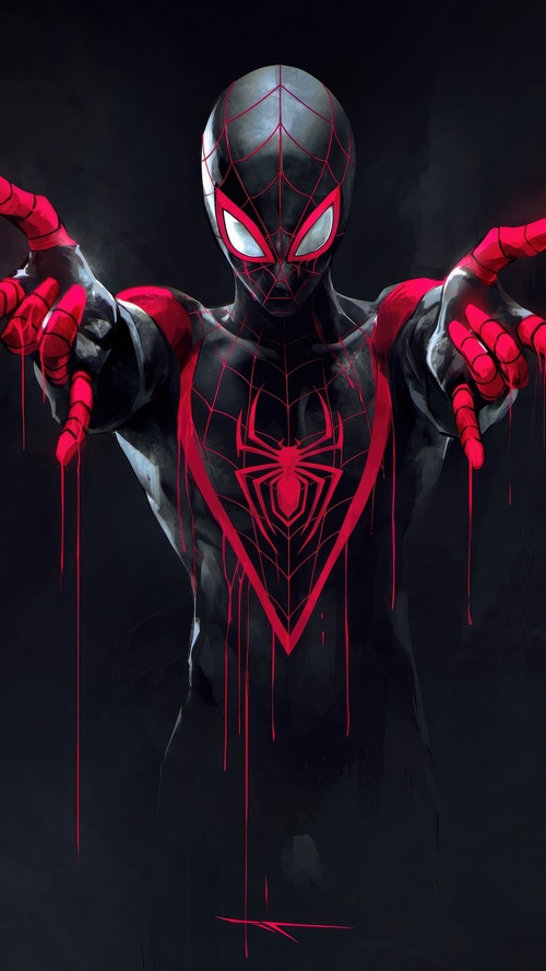 Miles Morales Spider-Man artwork with red accents