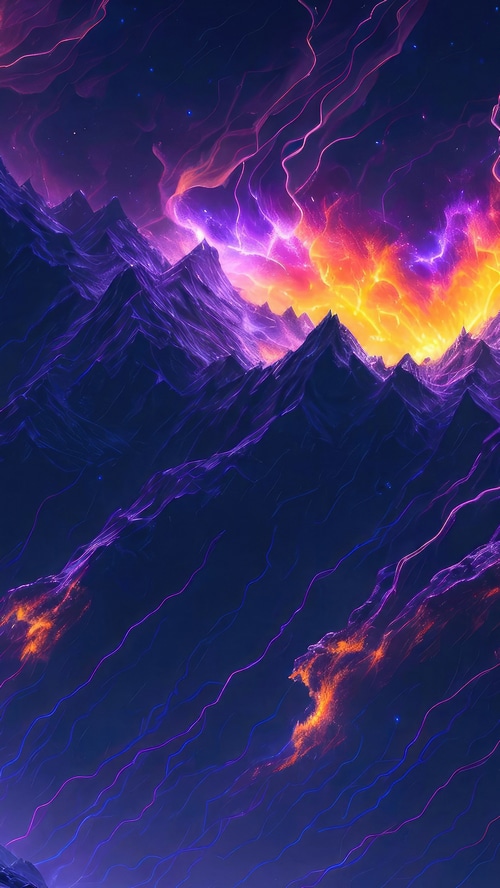 Digital Universe Artwork of Mountains and Nebula