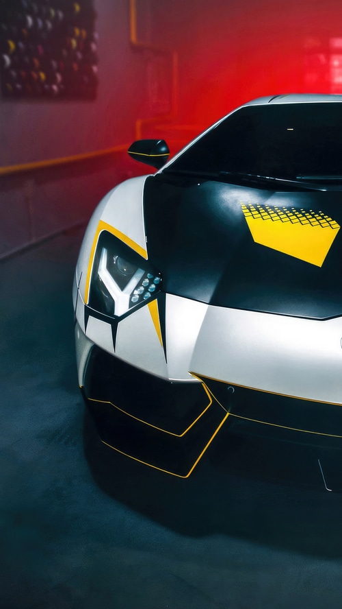 Lamborghini Aventador with black and yellow accents
