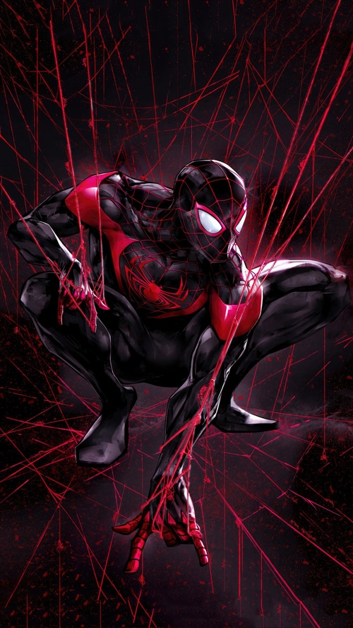 Miles Morales Spider-Man in Red and Black Suit