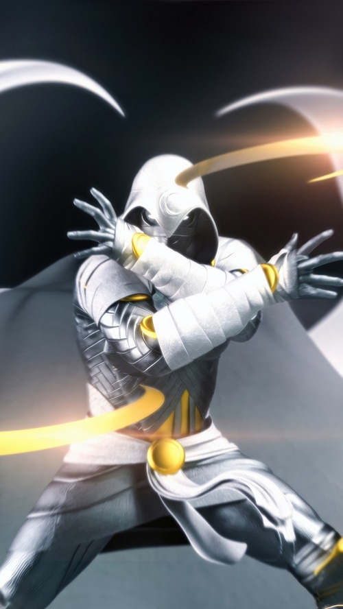 Moon Knight in a fighting stance with glowing energy