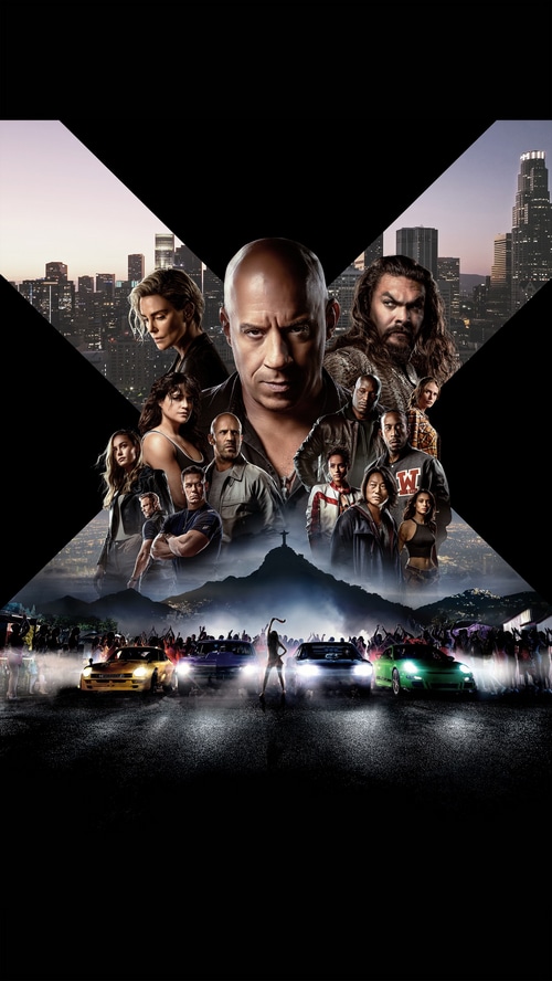 Fast X movie poster with cast and cars
