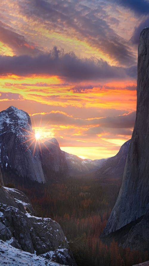 Sunset over Yosemite Valley, California