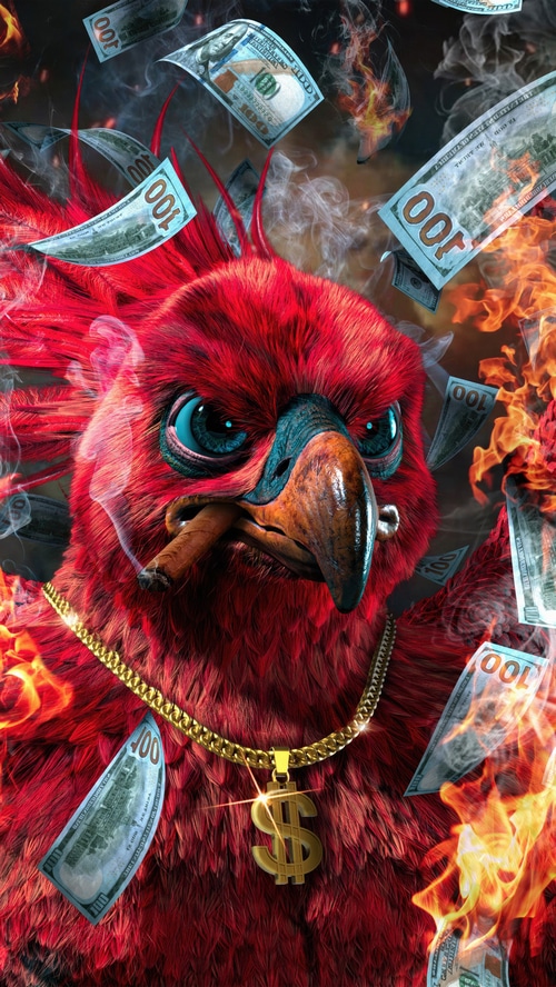Phoenix with cigar and money necklace