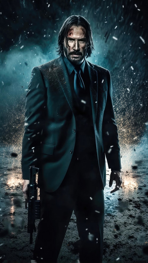 John Wick holding a gun in John Wick Chapter 4