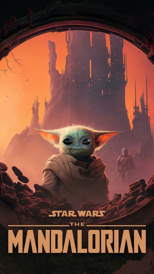 Grogu and Mandalorian in Star Wars The Mandalorian