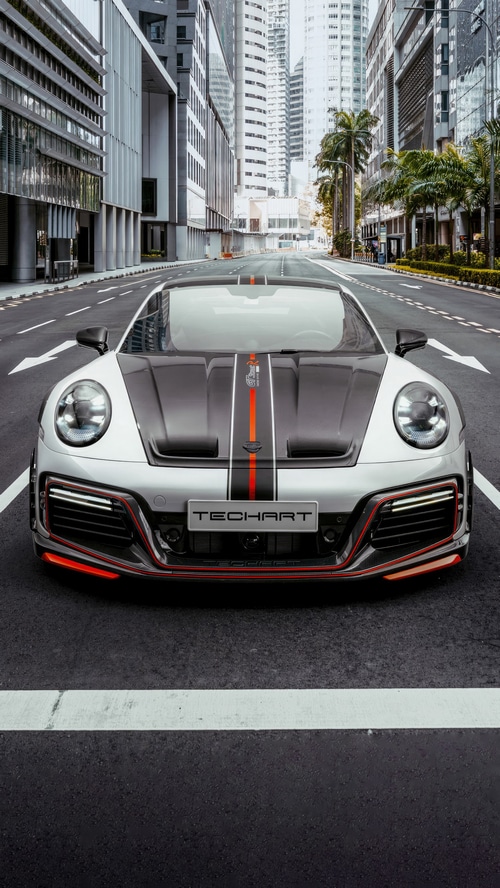 Techart Porsche 992 on a city street