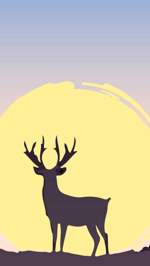 Minimalist deer silhouette against a sunset
