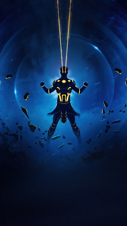 The Eternals character with golden energy beams