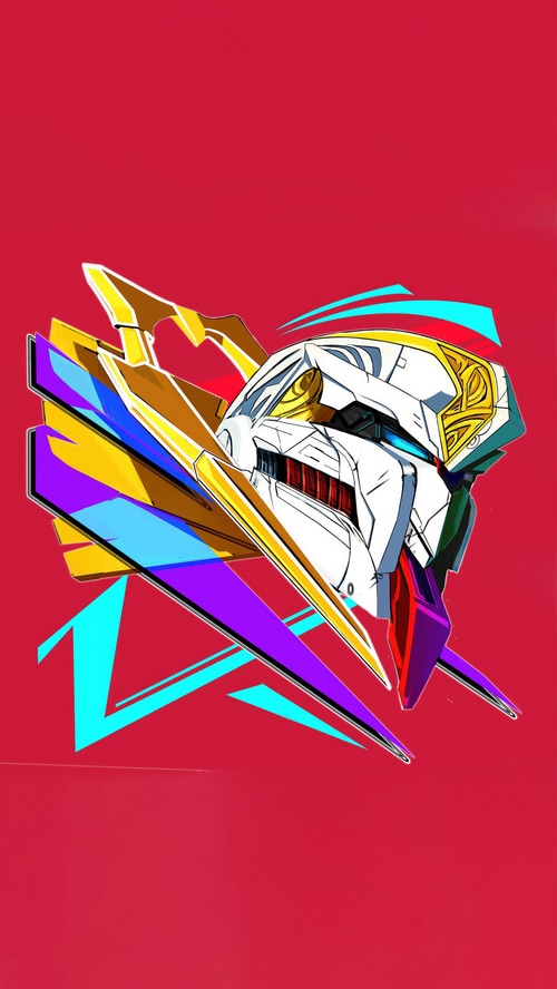 Gundam Artwork with Abstract Geometric Shapes