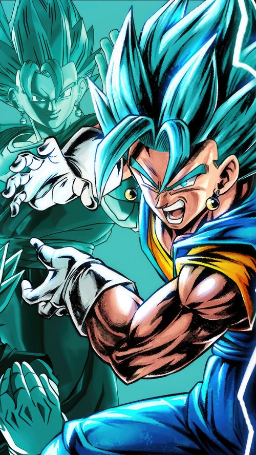 Vegito from Dragon Ball in blue and teal