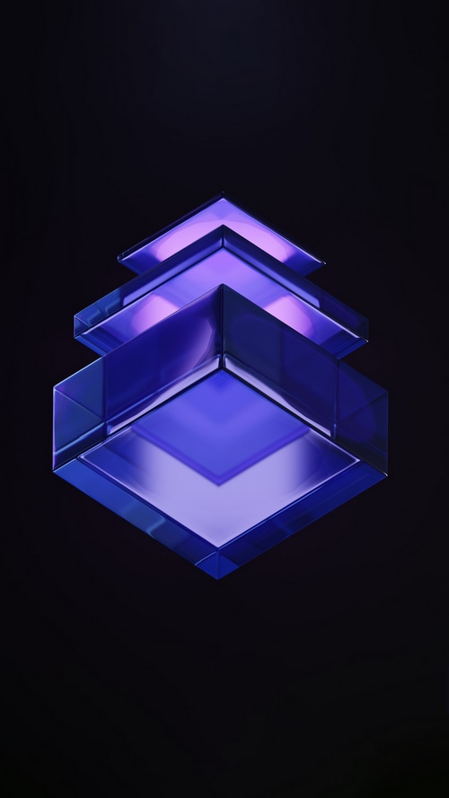 Abstract purple glass cubes on a dark background