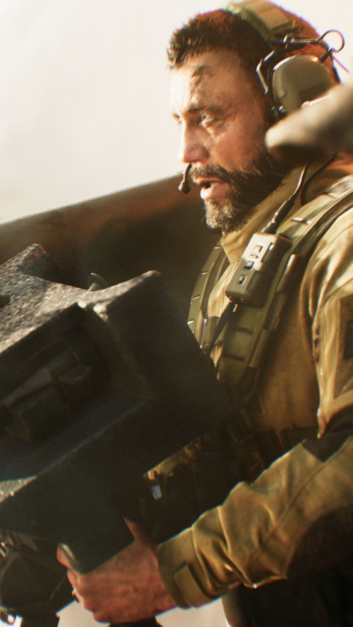 Battlefield 2042 soldier with headset and weapon