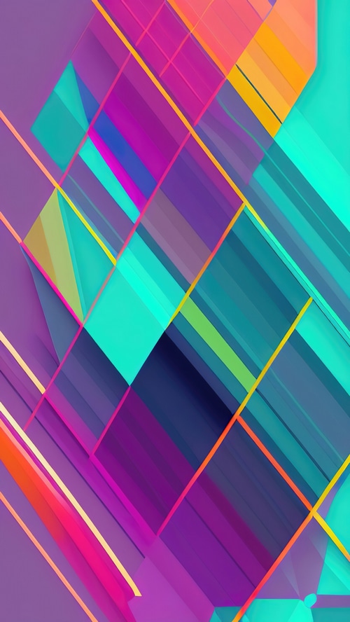 Abstract digital art with geometric shapes and vibrant colors