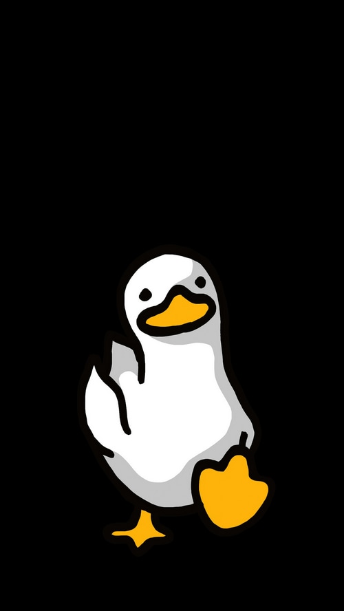 A cute white duck artwork on a black background