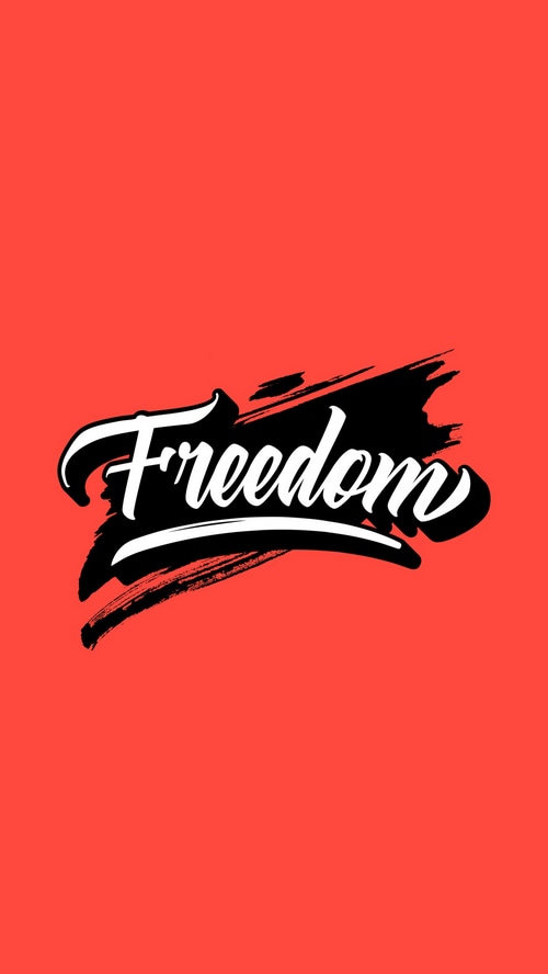 Freedom typography with black brush stroke