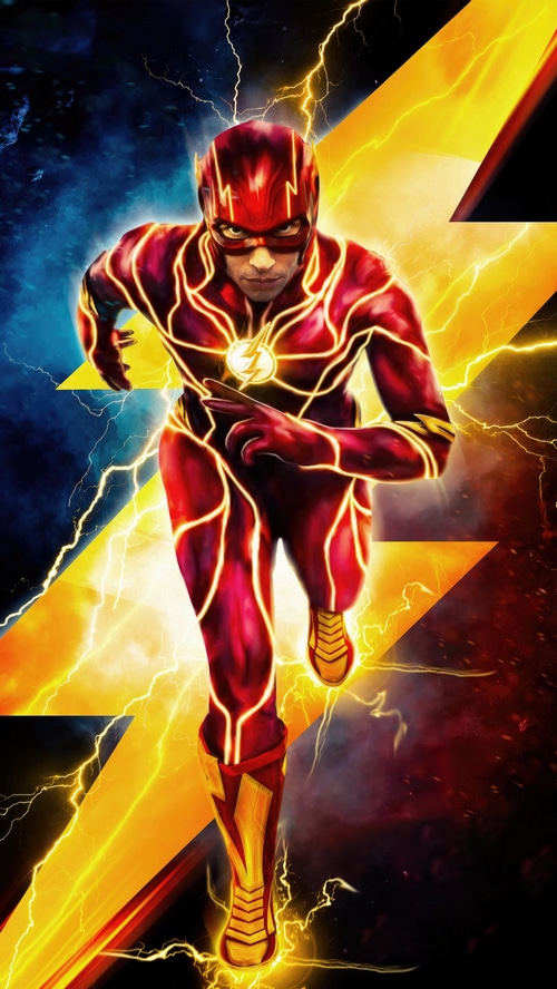 The Flash running with lightning