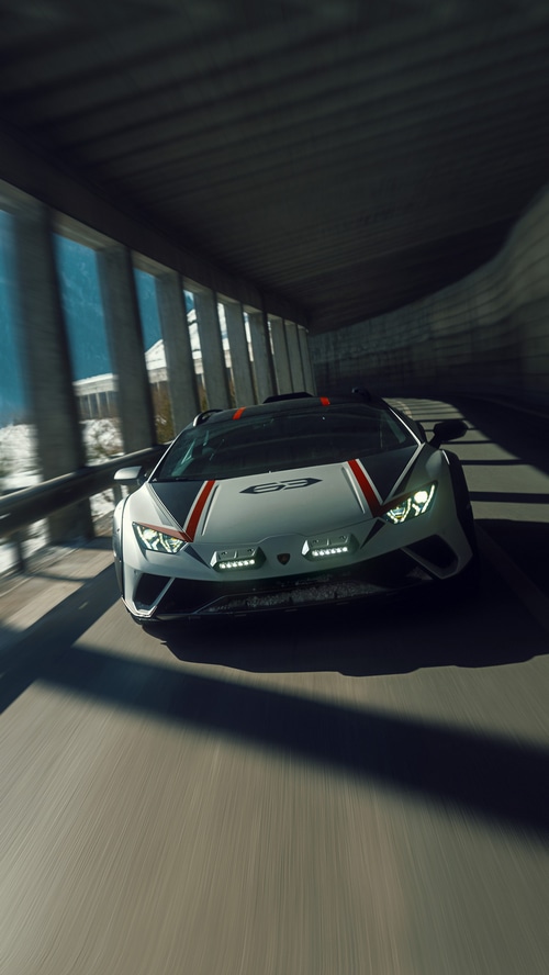 Lamborghini Huracan Sterrato driving through a tunnel