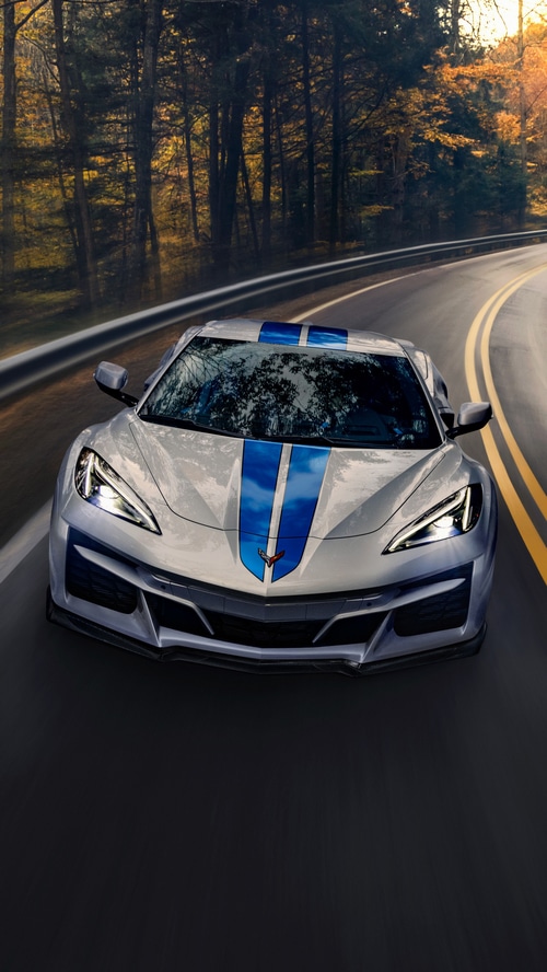 2024 Chevrolet Corvette E-Ray on a winding road