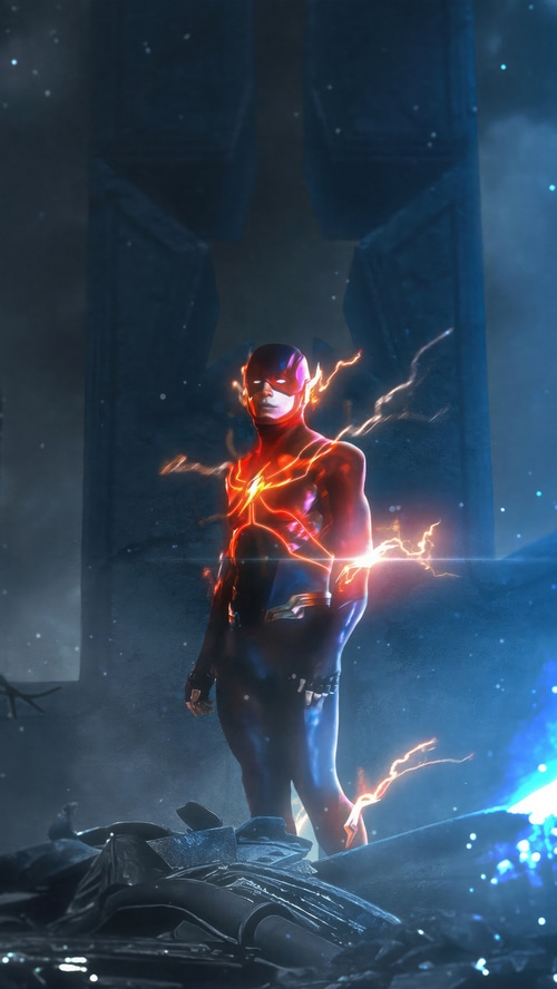 The Flash in a dark, ruined environment