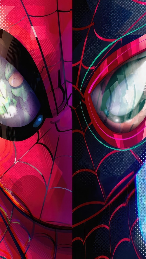 Spider-Man artwork featuring two masked faces