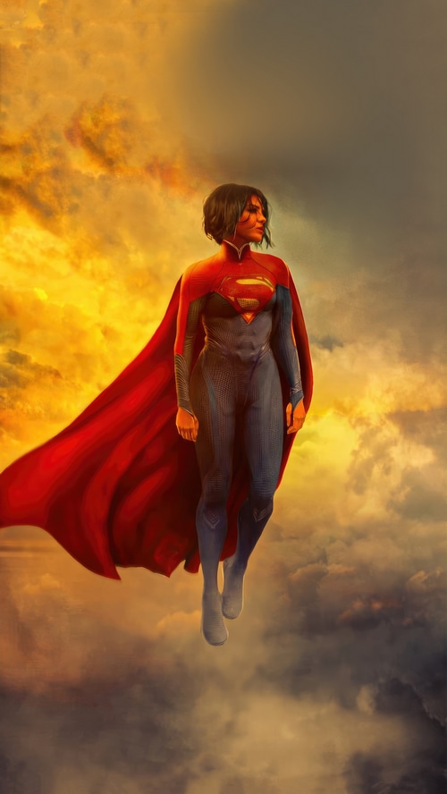 Supergirl flying in the sky