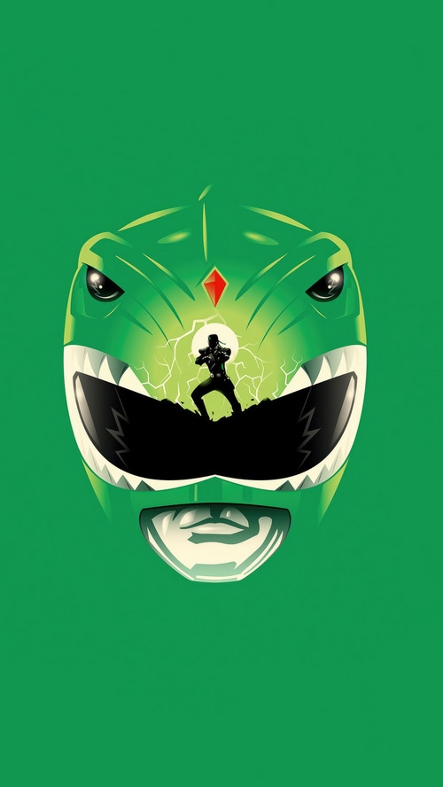 Green Power Ranger Helmet with Silhouette