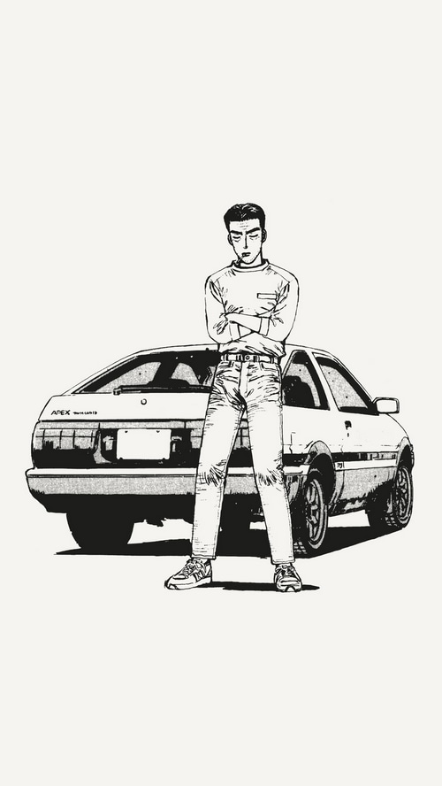 Takumi Fujiwara and his Toyota Sprinter Trueno AE86
