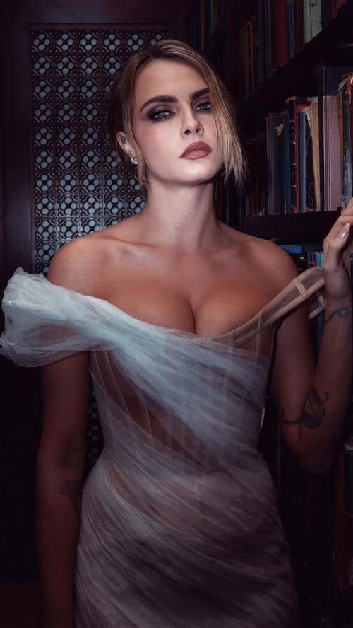 Cara Delevingne in a sheer dress