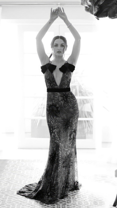 Ana de Armas in a black lace gown