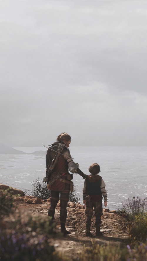 A Plague Tale Requiem: Amicia and Hugo overlooking the sea